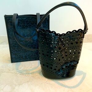 2 Vegan Fun Neiman Marcus Black Totes NWOT